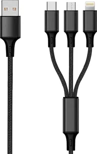 Kabel USB 2GO USB-A - USB-C + microUSB + Lightning 3 m Czarny (797154) - Kable USB - miniaturka - grafika 1