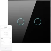 Systemy inteligentnych domów - Dotykowy Włącznik Światła ZigBee Avatto LZTS02-EU-B2 Podwójny Bez Neutralnego TUYA (czarny) - miniaturka - grafika 1