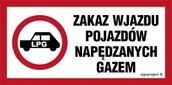 Systemy ekspozycyjne i znaki informacyjne - SA048 ZAKAZ WJAZDU POJAZDÓW NAPĘDZANYCH GAZEM, FO - FOLIA ODBLASKOWA; (400X200MM) - miniaturka - grafika 1