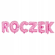 Baby shower i roczek - Balony Foliowe Napis Roczek Różowe Dla Dziewczynki - miniaturka - grafika 1