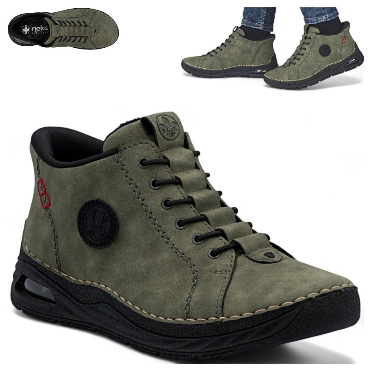 Rieker Sneakersy Damskie Sportowe Wygodne Półbuty Ocieplane Wsuwane 38