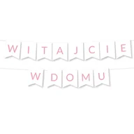 Dekoracje sali - BANER Girlanda Witajcie w Domu - Jasny Różowy powitanie maluszka - miniaturka - grafika 1