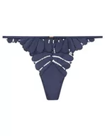 Majtki damskie - Women'secret Stringi Pasek Haft Koronka Niebieski Średni, Średni niebieski, L - miniaturka - grafika 1