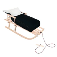 Sanki i ślizgacze - Springos, Sanki drewniane z oparciem i śpiworkiem czarnym - miniaturka - grafika 1