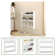 Szafki do salonu - The Living Store Szafka ścienna na buty biała 80x18x90 cm materiał drewnopochodny - miniaturka - grafika 1
