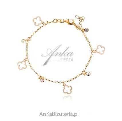 ankabizuteria.pl Srebrna pbransoletka pozłacana KONICZYNKI z cyrkonia