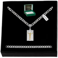 Naszyjniki męskie - Srebrny Męski Naszyjnik Z Zawieszką Pr. 925 Grawer - miniaturka - grafika 1