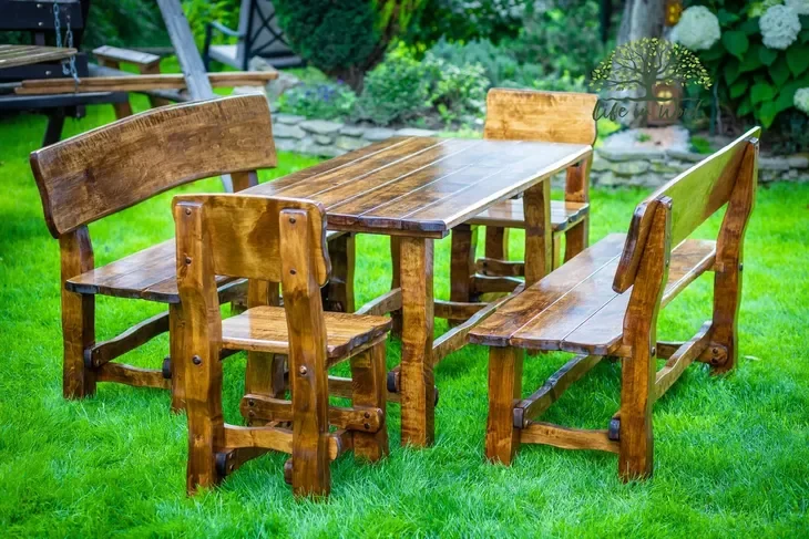 Meble ogrodowe drewniane rustykalne biesiadne 150cm Brunat