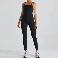 Dresy damskie - Jednoczęściowy kombinezon sportowy damski - Czarny - miniaturka - grafika 1