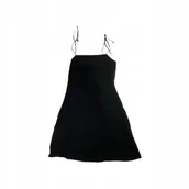 Bluzki damskie - Czarna bluzka tunika damska na ramiączkach M - miniaturka - grafika 1