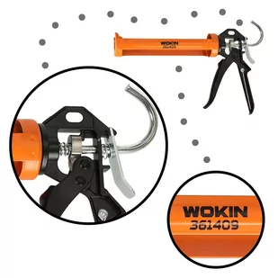 WOKIN Pistolet wyciskacz do silikonu akrylu kleju kartuszy mas obrotowy korpus 360 255mm - Narzędzia warsztatowe - miniaturka - grafika 4