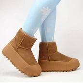 Śniegowce damskie - BIG STAR OO274A212 Botki damskie śniegowce skórzane ocieplane na platformie - miniaturka - grafika 1