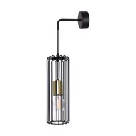 Lampy ścienne - Kaja ALFRED OLSZEWSKI Czarno-złoty kinkiet z ozdobnym kloszem K-4939 z serii GABIA - miniaturka - grafika 1