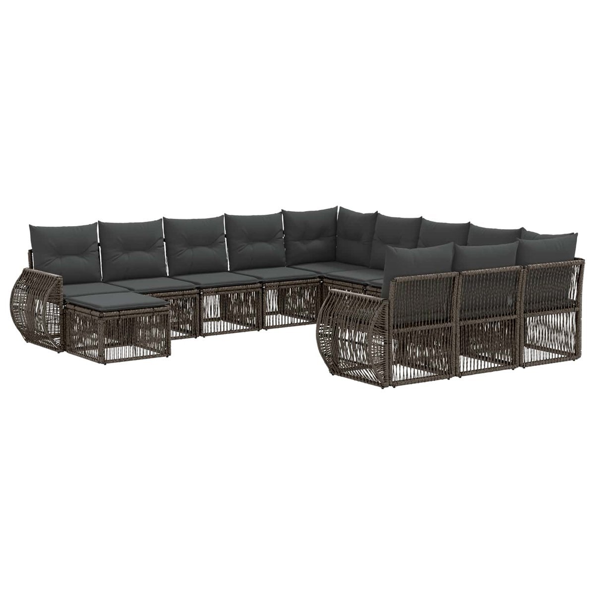 vidaXL Zestaw Sof na Ogród 12 pcs Szary polirattan