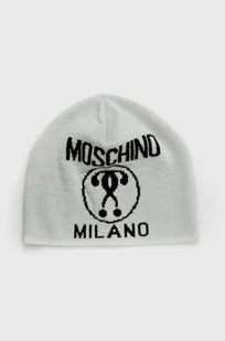 Moschino czapka wełniana kolor szary wełniana - Czapki damskie - miniaturka - grafika 1