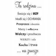 Naklejki na ścianę - Napis na ścianę naklejka 150x75cm wybór koloru - Ta Rodzina Kocha i Trwa 193 - miniaturka - grafika 1
