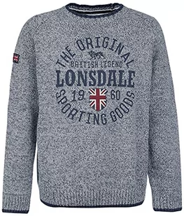 Lonsdale London Męska bluza Borden Crewneck Knit, szary, s - Bluzy męskie - miniaturka - grafika 1