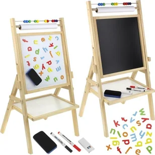 NoboKids Tablica drewniana dwustronna, kredowa, magnetyczna z liczydłem 0155002 - Tablice dla dzieci - miniaturka - grafika 1