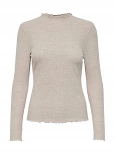 ONLY DAMSKI SWETER BEŻOWY PÓŁGOLF Z FALISTYM WYKOŃCZENIEM L DRF - Swetry damskie - miniaturka - grafika 1