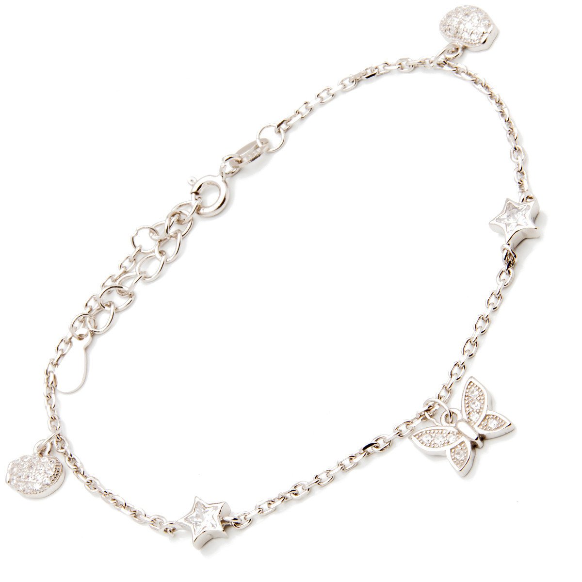 Srebrna bransoletka gwiezdny motylek