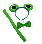 Dodatki do strojów karnawałowych - STRÓJ ŻABKI NA BAL PRZEBRANIE OPASKA + MUCHA I OGON - miniaturka - grafika 1