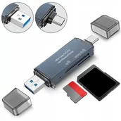 Huby USB - Czytnik Kart Pamięci SD USB 3.0 USB-C Adapter 4w1 SD + MICRO SD TF 5 Gb/s do 2TB - miniaturka - grafika 1