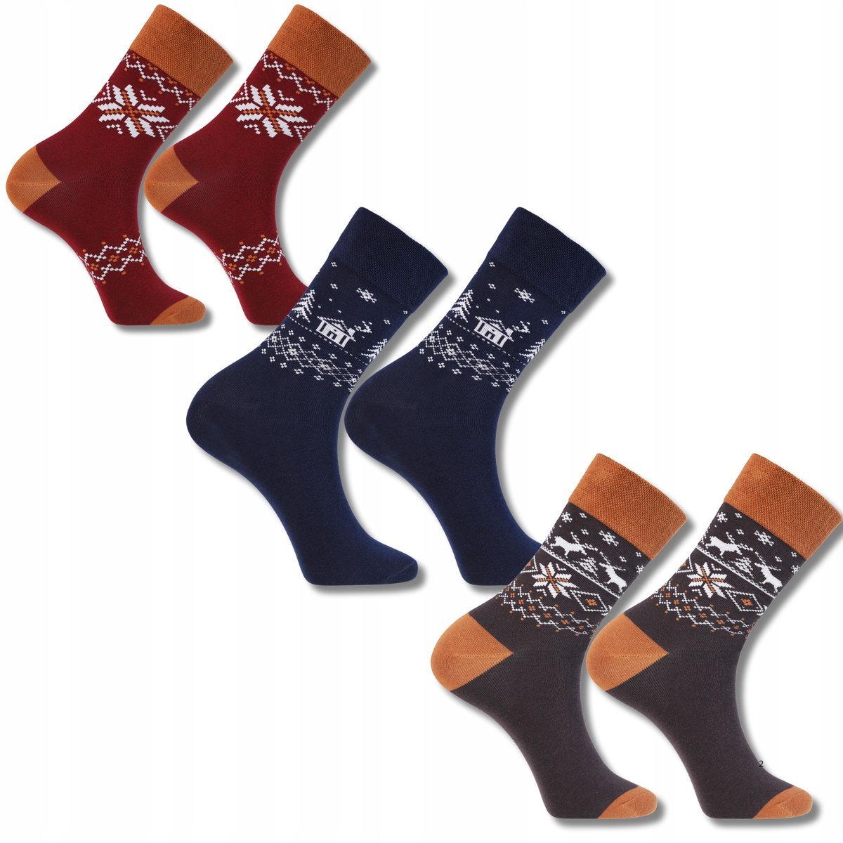 ŚWIĄTECZNE SKARPETKI BAWEŁNIANE SKARPETY MĘSKIE 3-PAK PREZENT MORAJ 43-45