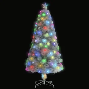 vidaXL vidaXL Sztuczna choinka z LED biała, 120 cm, włókno optyczne - Choinki - miniaturka - grafika 1