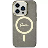 Etui i futerały do telefonów - Guess GUHMN61HCMCGK iPhone 11 / Xr 6.1" czarny/black hardcase Glitter Gold MagSafe - miniaturka - grafika 1