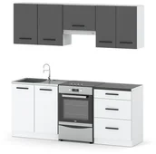 Meble kuchenne - Kuchnia Mała Modułowa 2m Nowoczesna Pojemna Z Blatem Biała Szary Biały Mat - miniaturka - grafika 1