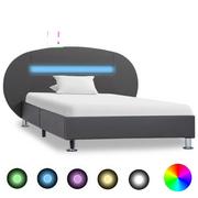 Łóżka - vidaXL Rama łóżka z LED, szara, sztuczna skóra, 90 x 200 cm - miniaturka - grafika 1
