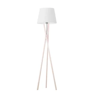 Biała lampa stojąca na drewnianej podstawie ANDORA - Lampy stojące - miniaturka - grafika 1