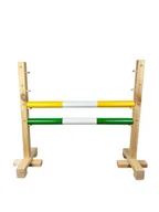 Maskotki i pluszaki - Przeszkoda skokowa do hobby horse 60 cm, 2 belki, żółta i zielona - miniaturka - grafika 1