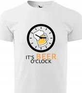 Piżamy damskie - Piżama Męska Biała Koszulka + Szare Spodenki BEER O'CLOCK Wzory Rozmiar XL - miniaturka - grafika 1