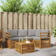 Meble ogrodowe - vidaXL Zestawy sof 5 pcs i Jasny Szary Lite Drewno Akacji - miniaturka - grafika 1