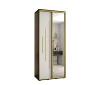 Szafy - Szafa przesuwna wysoka Davos 13 120 gł. 60 czarny + biały + złoty / Abiks Meble - miniaturka - grafika 1