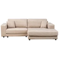 Narożniki - BELIANI Narożnik lewostronny 3-osobowy beżowy welurowy tapicerowany sofa narożna dodatkowe poduszki minimalistyczny styl - miniaturka - grafika 1