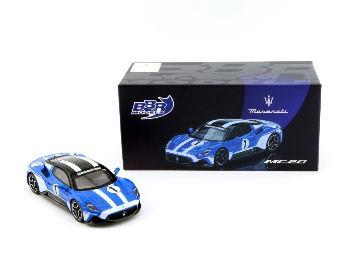 BBR MODELS Maserati MC20 #1 Blue / White 1:64 BBRDIE6408
