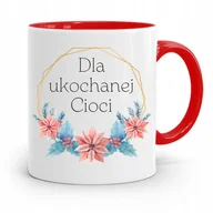 Kubki - KUBEK CZERWONY PREZENT DLA UKOCHANEJ CIOCI z Nadrukiem ze Zdjęciem + Opakowanie na prezent (wzór 02) - miniaturka - grafika 1