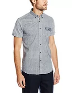 Koszule męskie - Gabicci Męska koszula w kropki z krótkim rękawem Slim Fit Casual Shirt, Biały/niebieski (biały), S - miniaturka - grafika 1