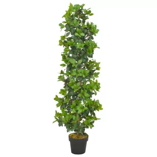vidaXL Sztuczne drzewko laurowe z doniczką, zielone, 150 cm - Sztuczne kwiaty - miniaturka - grafika 1