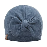 Czapeczki dla niemowląt - Turban merino - jeans 3-9 miesięcy - miniaturka - grafika 1