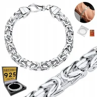 Bransolety męskie - Gruba Bransoletka Srebrna Męska Splot Królewski Bransoleta Na Prezent - miniaturka - grafika 1