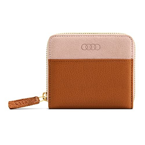 Audi 3152101300 portfel skórzany damski portfel ochrona RFID, brązowy/różowy