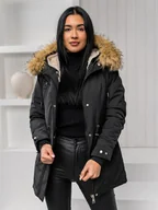 Kurtki damskie - Czarna kurtka damska zimowa parka z kapturem 2w1 Denley 16M9199A1 - miniaturka - grafika 1