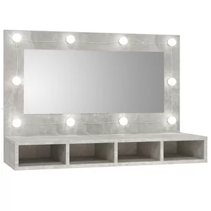 Lumarko Szafka z lustrem i oświetleniem LED, szary beton, 90x31,5x62 cm - Toaletki - miniaturka - grafika 1