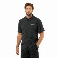 Koszulki męskie - Męska koszulka polo Jack Wolfskin DELGAMI POLO M black - XXXL - miniaturka - grafika 1