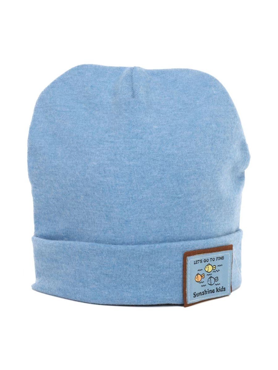 Chłopięca czapka bawełniana z naszywką niebieska Be Snazzy r.48/50