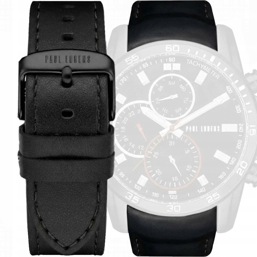 Pasek do zegarka Paul Lorens MATIAS 9753 czarny pasuje do G.Rossi