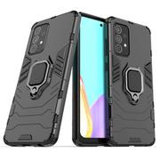 Etui i futerały do telefonów - Samsung Ring Armor pancerne hybrydowe etui pokrowiec + magnetyczny uchwyt Galaxy A52 5G / A52 4G czarny - miniaturka - grafika 1